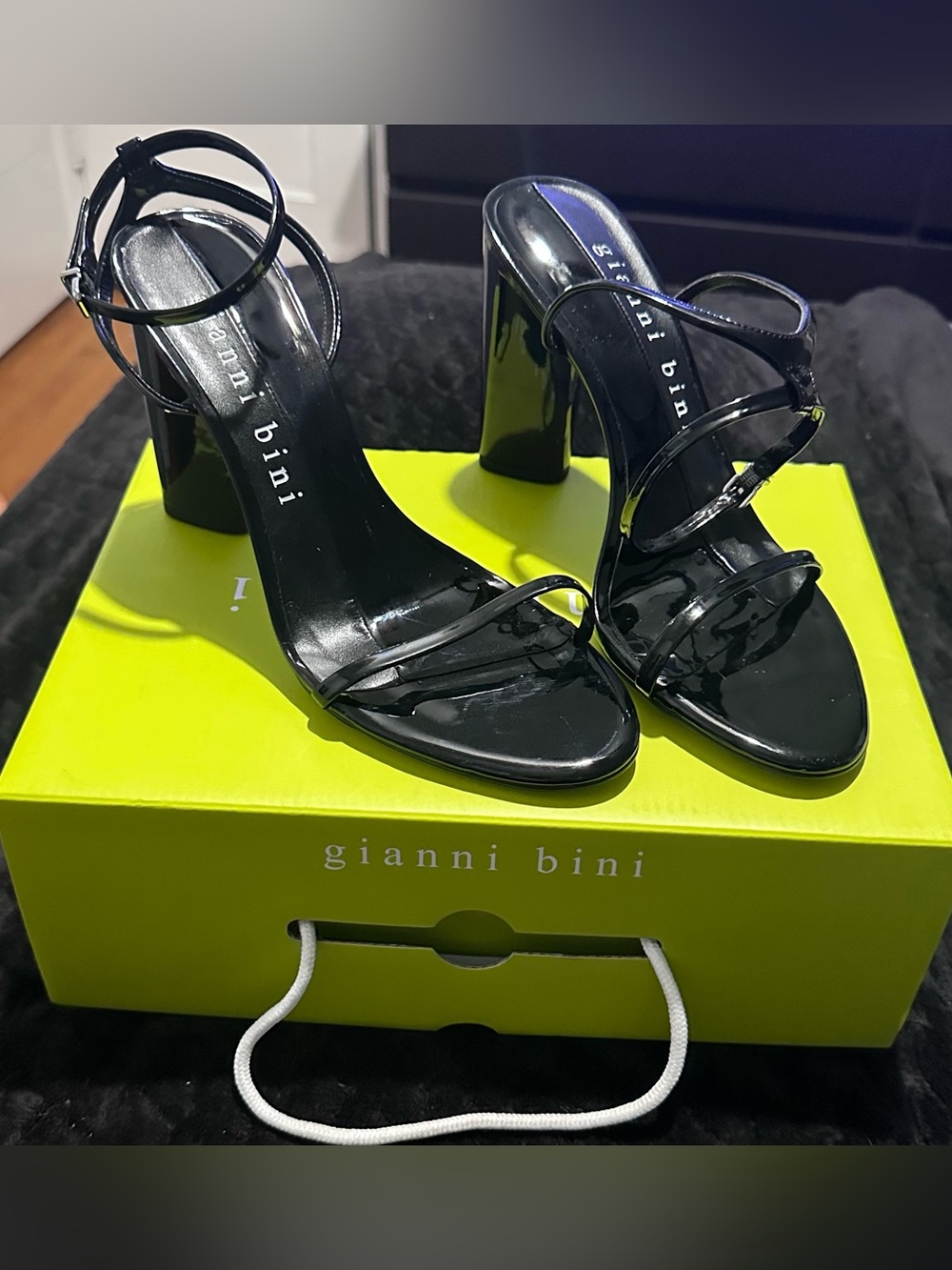 Gianni Bini  “Kenzie” Black Patent Strappy Heels